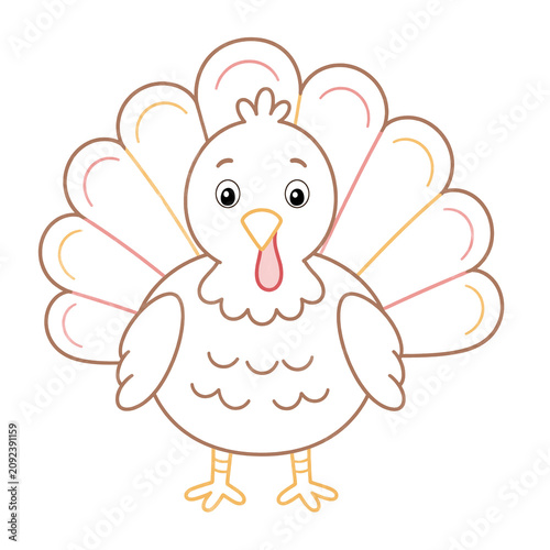A small turkey with a red wattle and a yellow beak, hand-drawn on a transparent background