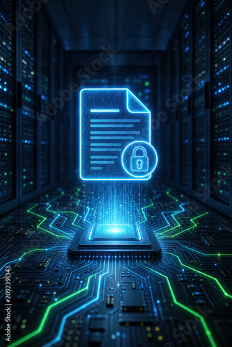 Secure Digital Document Symbolizing Compliance Records and Data Governance