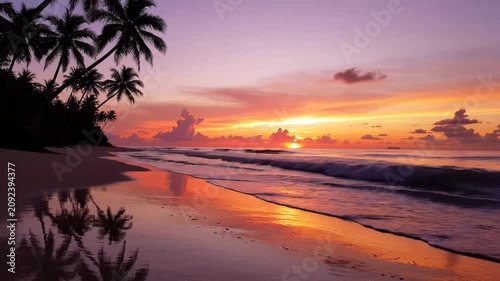 Tropical Beach Sunset, suitable for travel vlogs, relaxation videos, and vacation content.