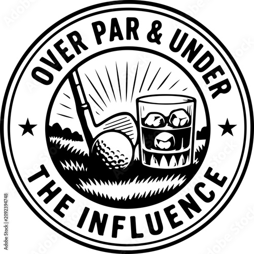 Фотография Over Par and Under the Influence SVG, Funny Golf Hat Patch svg, Golfer Humor svg
