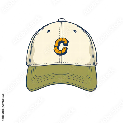 Vintage style baseball cap with letter C patch