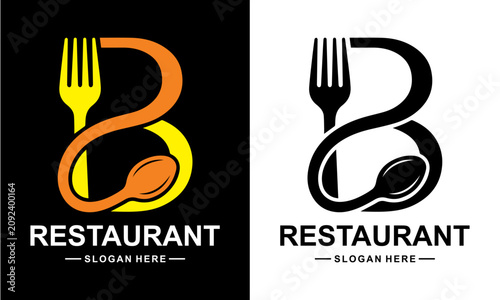 Letter B Restaurant and Catering Logo Vector Design Template