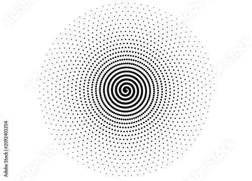 Concentric Circles Halftone Dot Pattern in Monochrome Minimalist Style