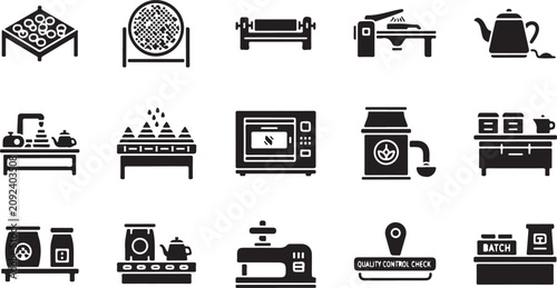 Tableau sur toile Black and white line representing manufacturing production control batch process