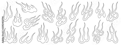 Fotografía Japanese style fire line drawings isolated on a transparent background