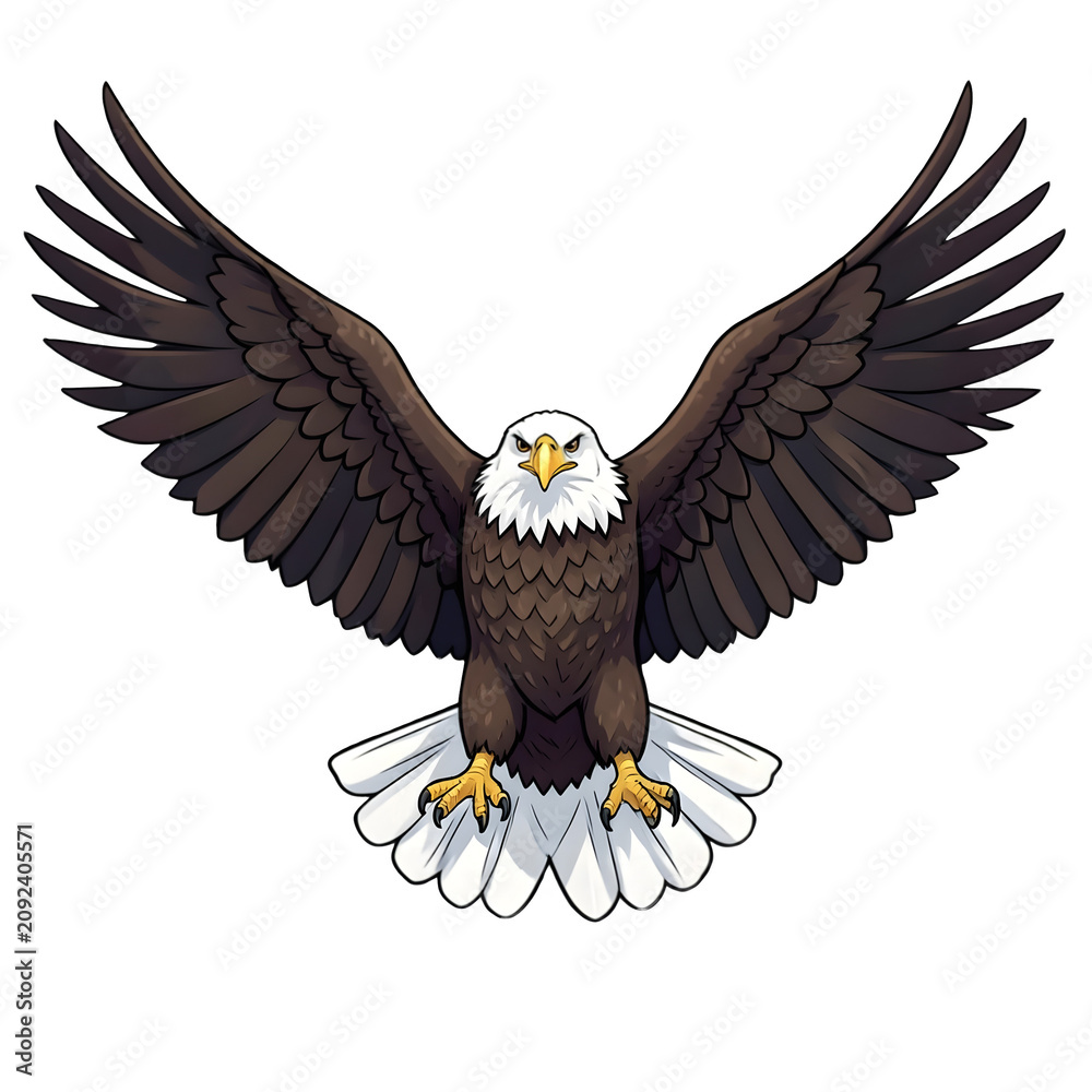 Fototapeta premium american bald eagle with flag