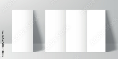 Blank Tri Fold Brochure Mockup Set Vector Illustration