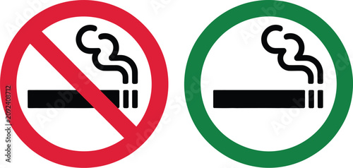 Fotografija Smoking Prohibition Icon vector illustration featuring red and green circle symb