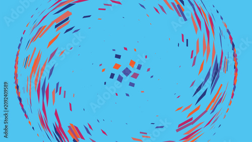Canvastavla Abstract light blue background with a swirling explosion of fragmented pink orange and purple shards and diamonds chaotic radial pattern dynamic motion and energy visual effect