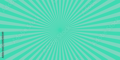 Tableau sur toile Abstract teal sunburst pattern, graphic background with radial stripes emanating