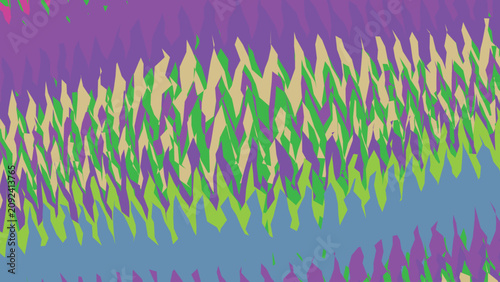 Foto Abstract zigzag wave pattern with jagged purple and green lines on blue background creating rhythmic geometric repetition and visual texture