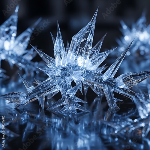 Close-up of a delicate white frost crystal formation.