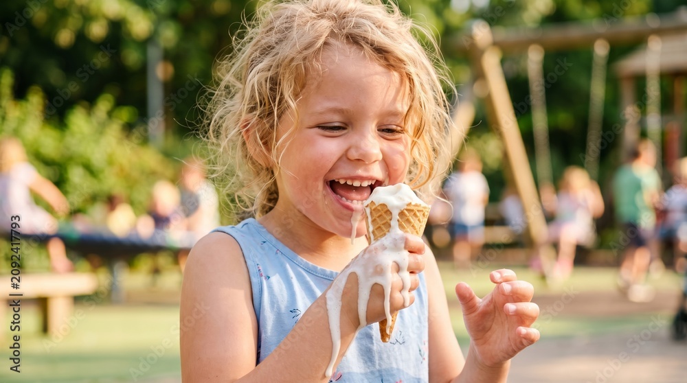 Mädchen mit tropfendem Eis