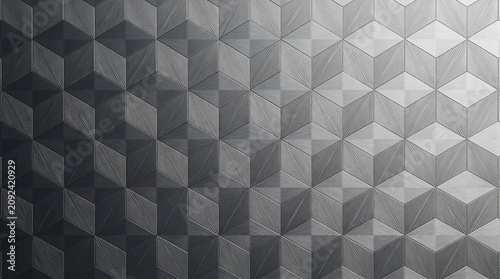 Textured geometric pattern with gray tones and three-dimensional effect  