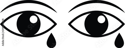 Photos Tearful Eyes Silhouette vector illustration featuring crying expression with bla