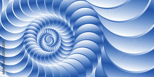 Obraz na plátne Blue spiral pattern with curving lines and a central point a repeating vector de