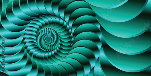 Konstfotografi Spiral pattern in shades of teal and turquoise a repeating abstract vector illus