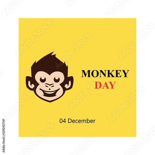 Canvas Print monkey day on yellow background