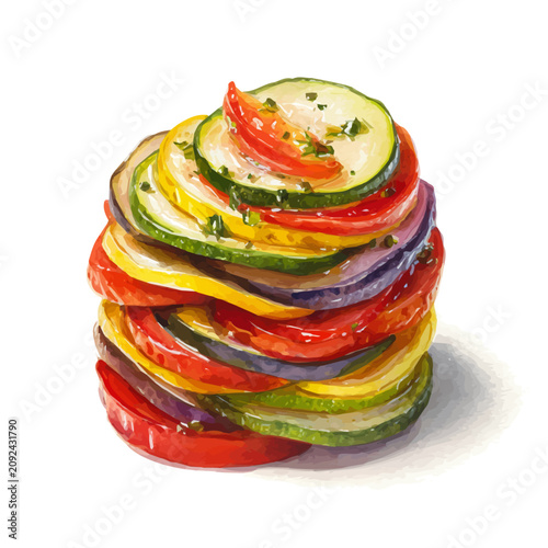 Obraz na plátne Ratatouille watercolor artwork, high-quality professional vector illustration isolated on a white background