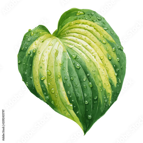 Photography Hosta Leaf watercolor artwork, high-quality professional vector illustration isolated on a white background