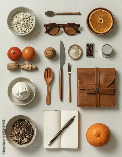 A stylish arrangement of everyday items on a clean surface