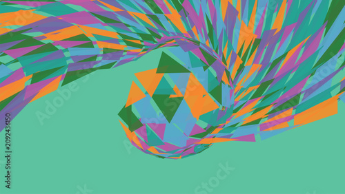 Bild auf Leinwand Abstract composition featuring sphere made of colorful triangular shards floating in dynamic motion for futuristic and digital graphic designs
