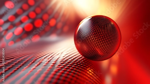 Red Sphere on Futuristic Surface