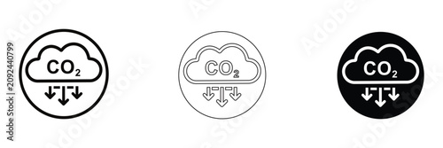 Canvastavla Carbon dioxide emission icons on white background, CO2 cloud symbols
