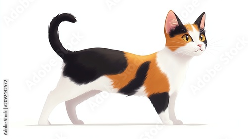 Cute Calico Cat Illustration