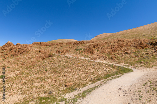 The beautiful desert hiking area near Nahal Rahaf-Rahaf Stream in the Judean Desert in Israel.
