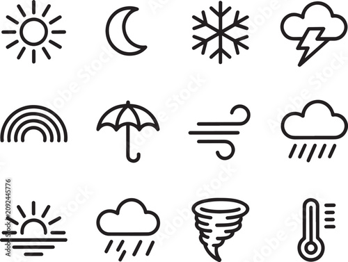 Set of weather line icons