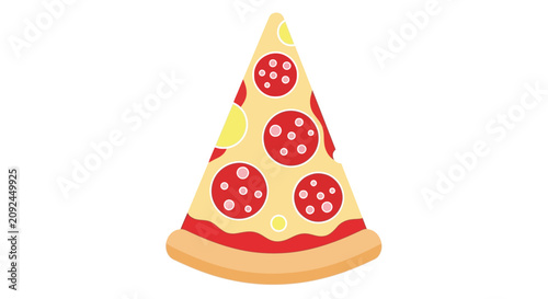 Pepperoni pizza slice colorful vector illustration on a white background