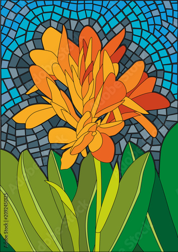 flower colorful stained glass background illustration vector