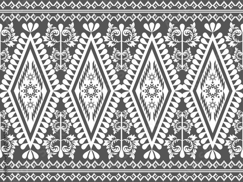 Thai Pixel Fabric Pattern with Geometric Tribal Seamless Textile Design for Background, Wallpaper, Surface Print and Decorative Fabric