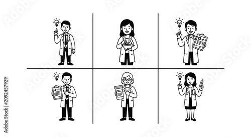 Tableau sur toile Doctor Characters Vector Illustration Set On White Background