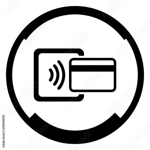Contactless payment terminal icon with credit card and nfc signal, contactless
