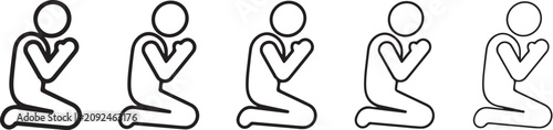 Schilderij op canvas Praying person silhouette series simple black line art on a white background pra