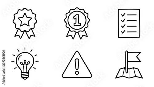 Set of hand drawn sketch business and office icons