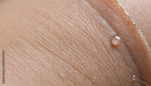Skin texture with water droplets and fibers