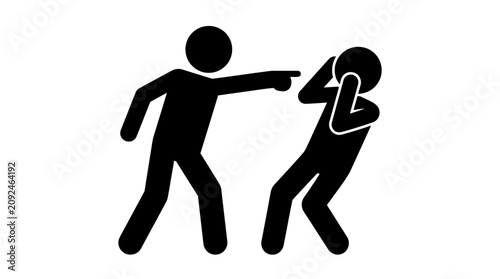 Obraz na płótnie Intense and confrontational visual of a person pointing fingers aggressively, suitable for antibullying campaigns and presentation illustrations