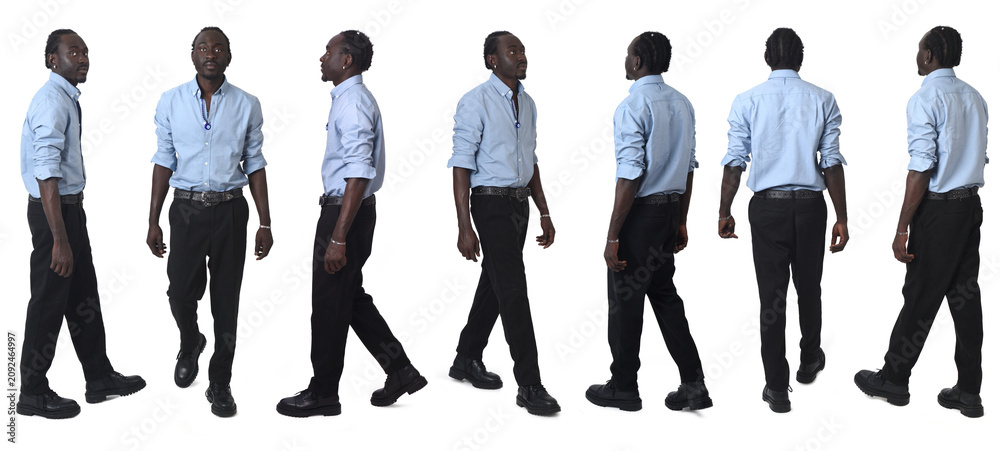 Obraz premium large group of same man walking on white background