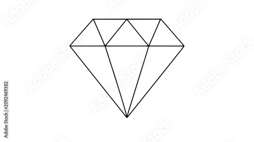 Canvastavla A clean black and white line art vector icon of a raw uncut diamond with hand-drawn outlines, ideal for mining concepts, natural gem representations, or rough stone designs