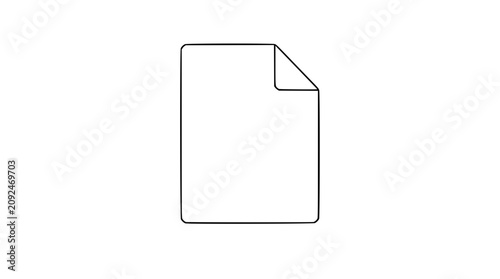 Canvas-taulu A clean black and white line art vector icon featuring a document page with a folded dog-ear corner, suitable for bookmark interfaces, saved items, or page marker functionalities