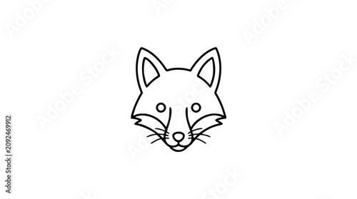 Foto Striking black and white line art vector icon of a fox head with pointed ears and clever expression, excellent for wildlife brands or nature-inspired designs