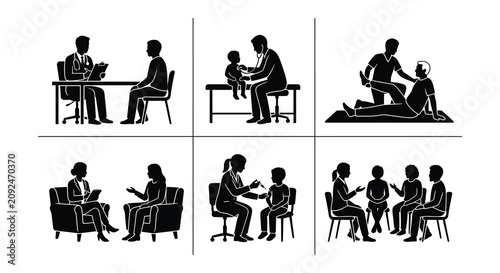 Cuadro en lienzo Financial hardship silhouettes depicting debt loss and despair vector illustrati