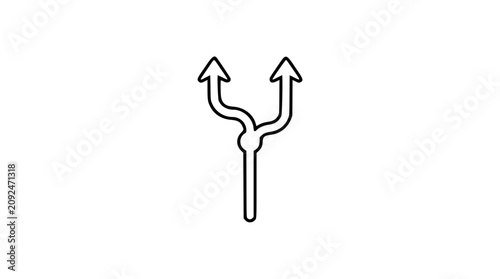 Fotografía A clean black and white line art vector icon depicting a git branch fork with multiple diverging paths, excellent for illustrating code branching strategies and collaborative development workflows