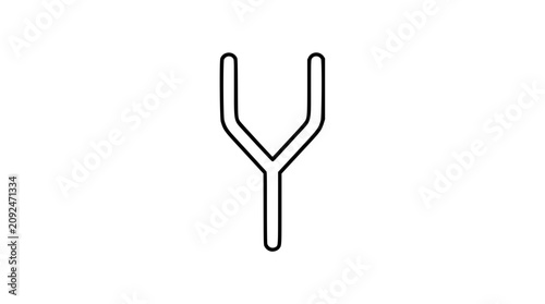 Canvas Print A clean black and white line art vector icon showing a git fork with connected nodes and branching lines, perfect for software engineering documentation and development platform visuals