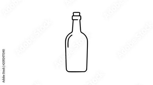 Tableau sur toile A vintage-style glass bottle with decorative ridges and stopper in refined black and white line art, excellent for antique, perfume, or specialty product designs