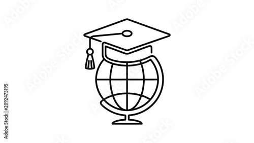 Global Education Symbol Graduation Cap Globe Icon