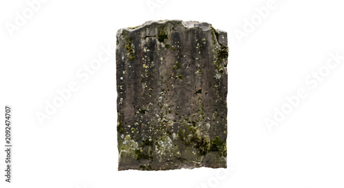 Obraz na plátně Old mossy stone tombstone with cracked surface